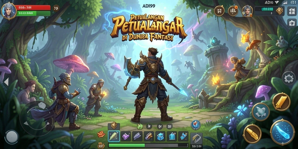 Tangkapan layar gameplay ADI99 menampilkan petualangan seru di dunia fantasi.