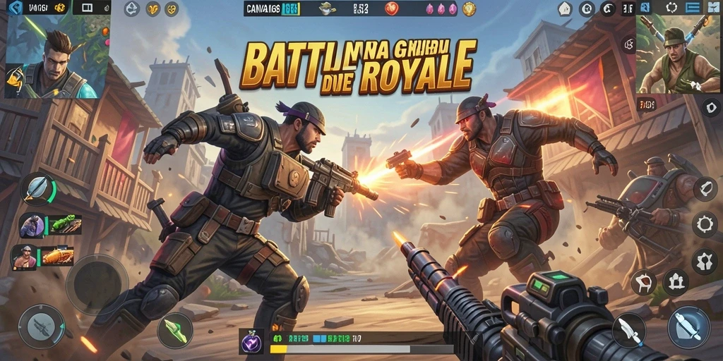 Gambaran aksion seru dalam gameplay Battle Royale CANVA168.