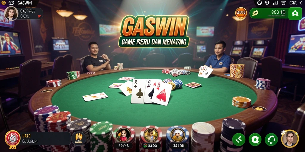Tampilan gameplay GASWIN yang mendebarkan saat bermain poker.