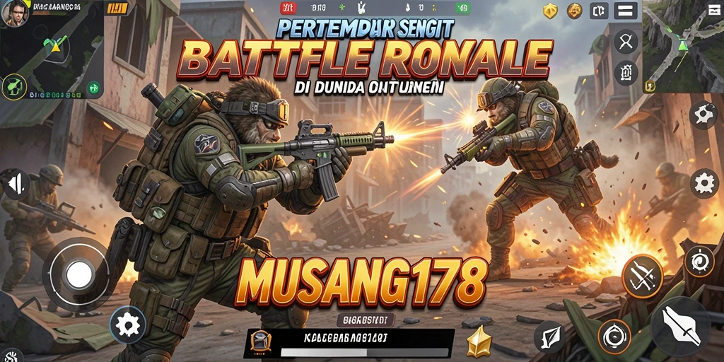 Tangkapan layar gameplay seru di MUSANG178, menampilkan aksi Battle Royale.