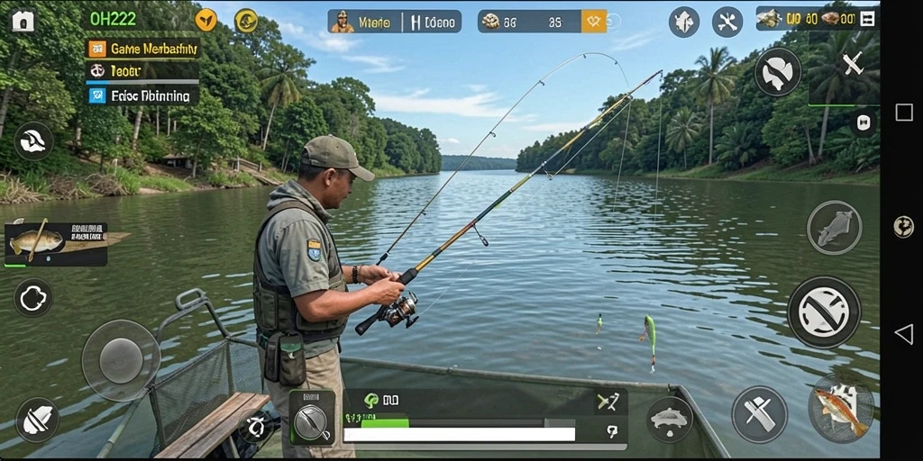 Tampilan gameplay menarik di OH222 dengan berbagai pengalaman memancing.